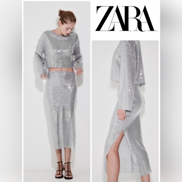 Zara Sequin Skirt (Size Large) - Picture 2 of 5